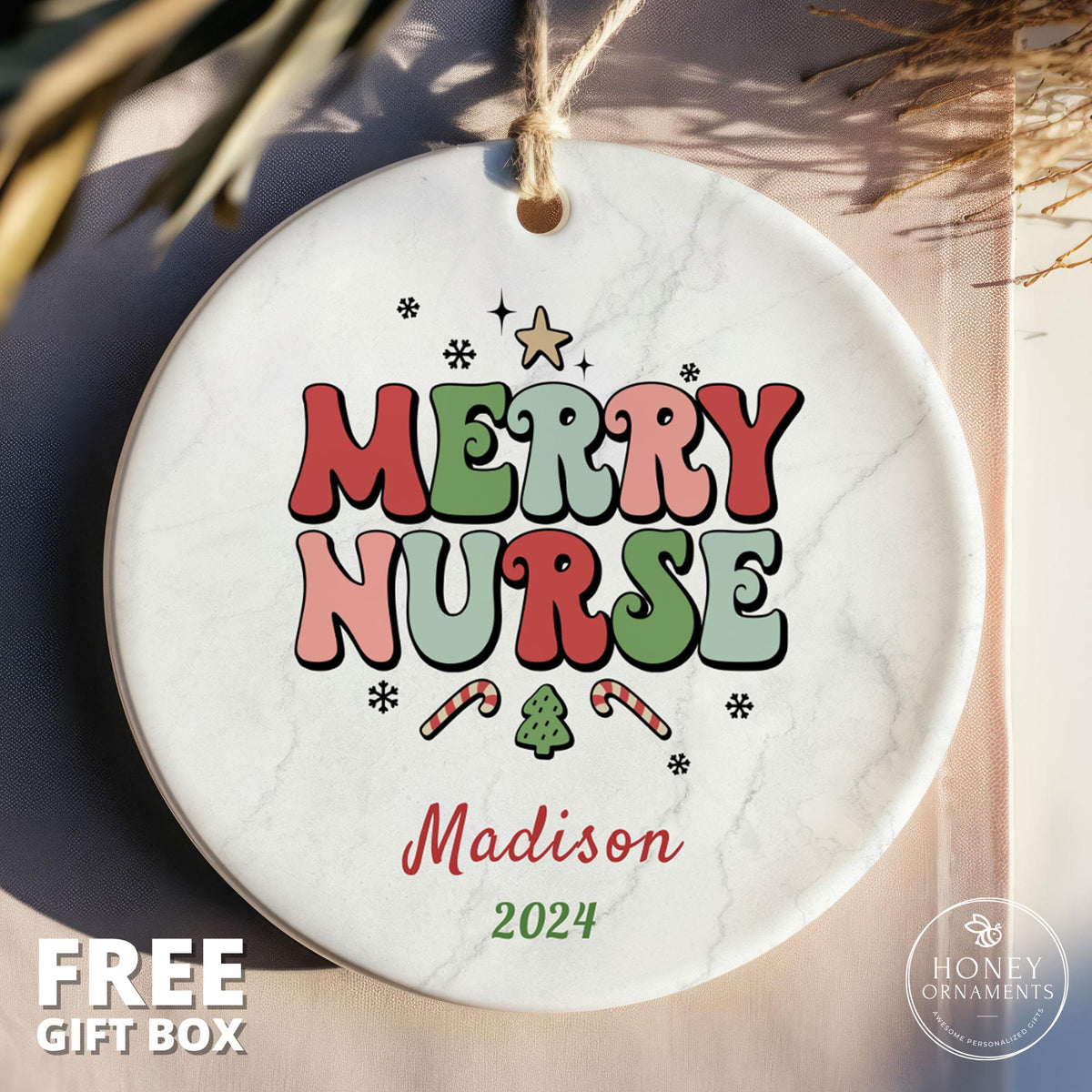 Merry Nurse Ornament Nurse Christmas Gift Custom Nurse Gift Personalized Gift for Nurse Appreciation Keepsake Thank You Gift for Her 2026