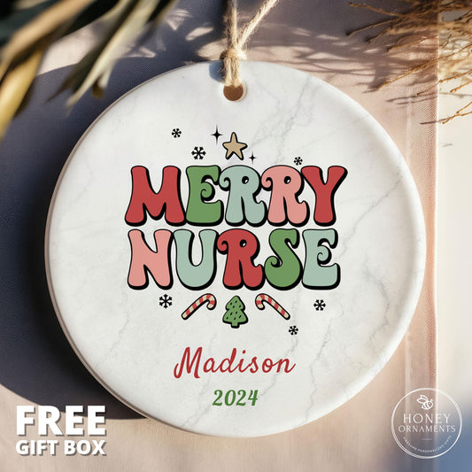 Merry Nurse Ornament Nurse Christmas Gift Custom Nurse Gift Personalized Gift for Nurse Appreciation Keepsake Thank You Gift for Her 2026