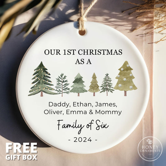 Family of Six Christmas Ornament, Personalized New Baby's First Christmas Ornament, Family of 6, First Christmas Ornament, Family Ornament