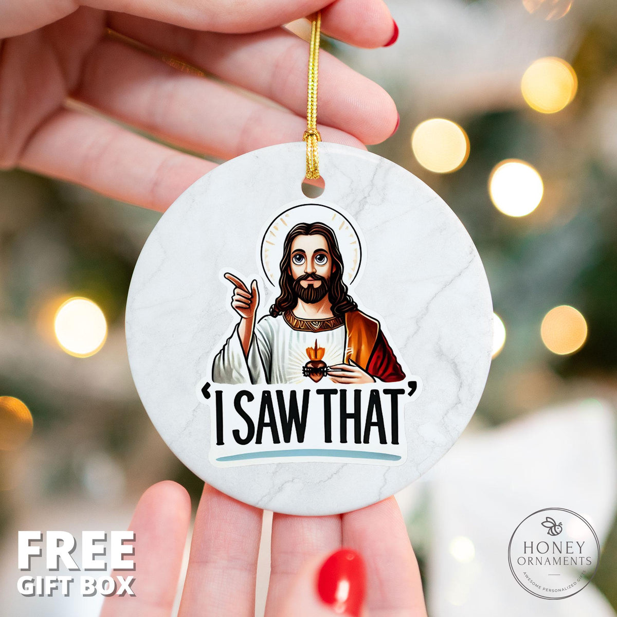 I Saw That Ornament, Funny Jesus Meme Gift, White Elephant Gag