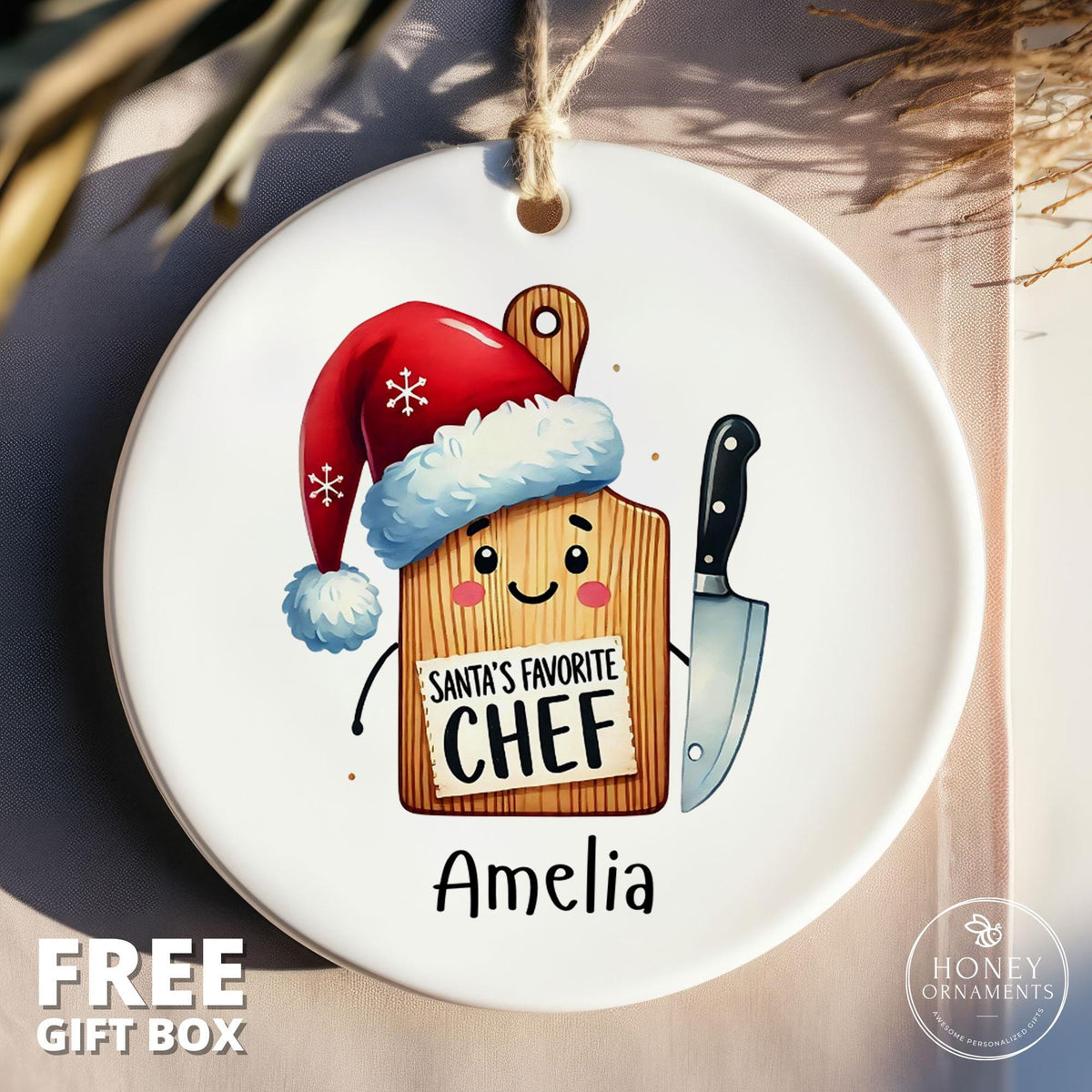 Santa's Favorite Chef Ornament, Gift for Chef, Chef Gifts for Him, Cooking Lover Gift for Her, Cooking Gifts for Women, Chef Gift for Man