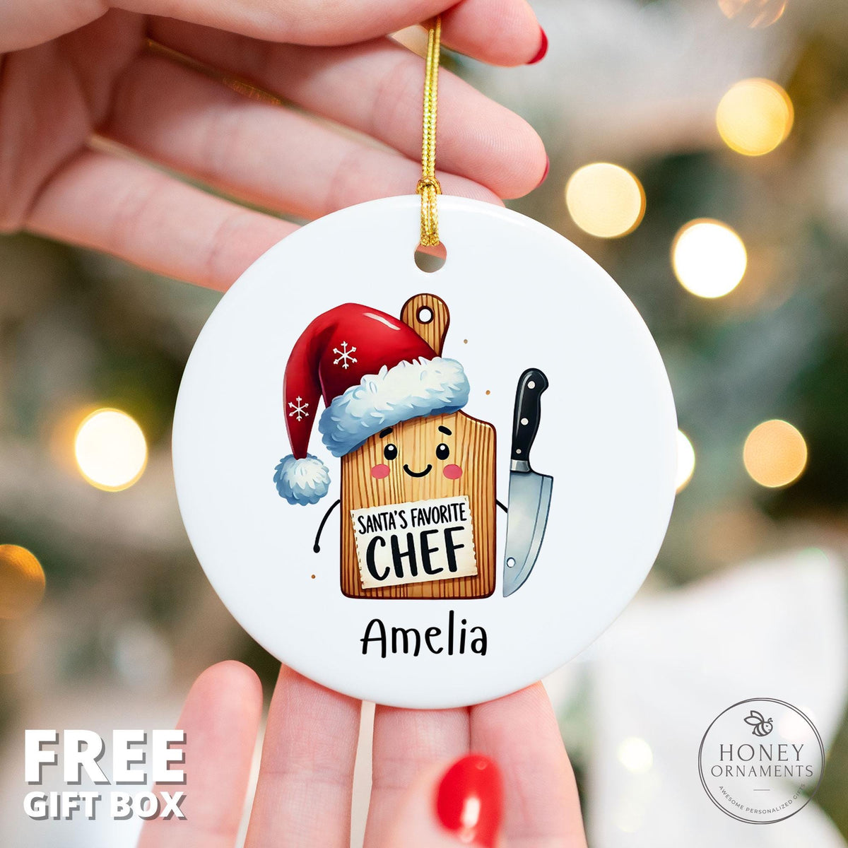 Santa's Favorite Chef Ornament, Gift for Chef, Chef Gifts for Him, Cooking Lover Gift for Her, Cooking Gifts for Women, Chef Gift for Man