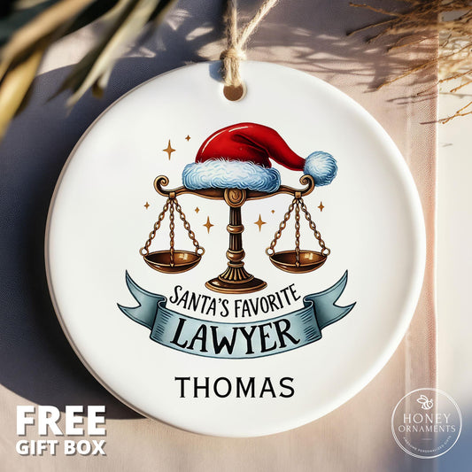 Santa's Favorite Lawyer Ornament, Law Student Gift, New Lawyer Gift, Gift for Lawyer, Attorney Gift, Future Lawyer Gift, Law School Gift