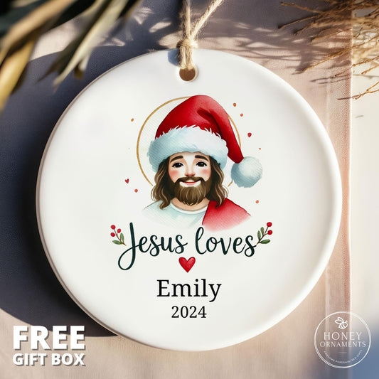 Christian Gifts for Her, Catholic Gift for Women, Christian Christmas Gift for Him, Jesus Christ, Christmas Decor, Jesus Loves You Ornament