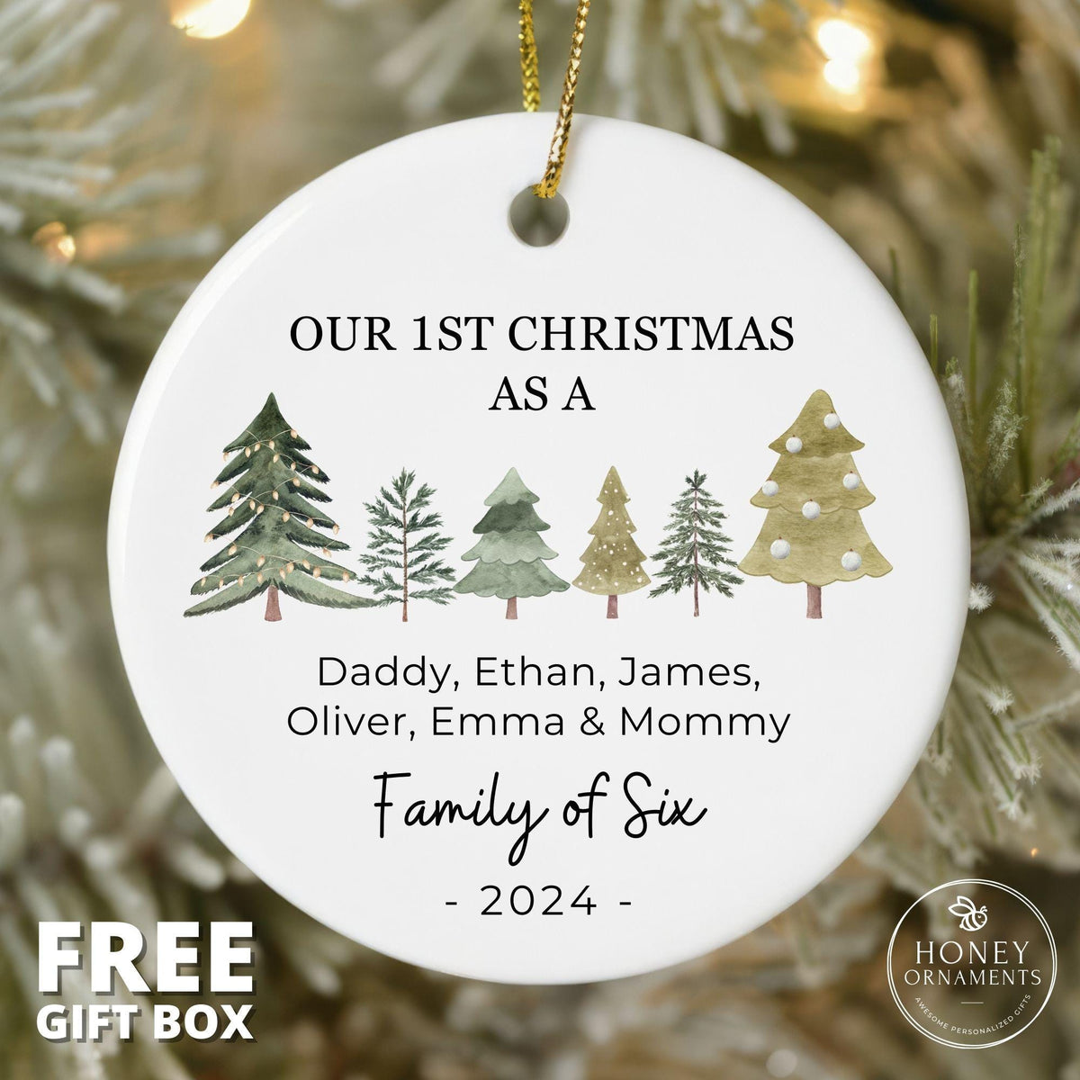 Family of Four Christmas Ornament, Personalized New Baby's First Christmas Ornament, Family of 4, First Christmas Ornament, Family Ornament