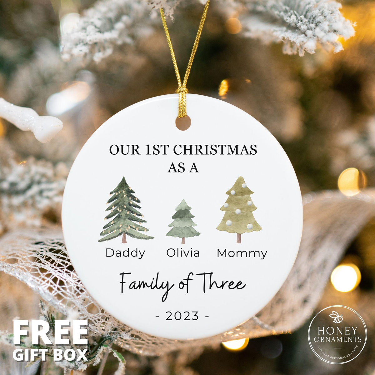 Family of Five Christmas Ornament, Personalized New Baby's First Christmas Ornament, Family of 5, First Christmas Ornament, Family Ornament