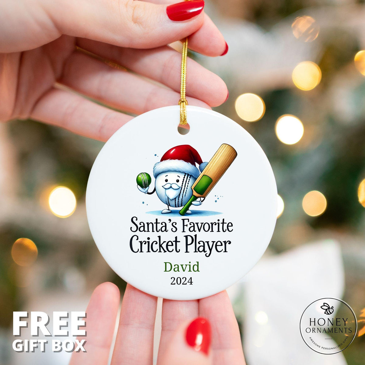 Personalized Cricket Ornament, Santa's Favorite Player, Team Gift