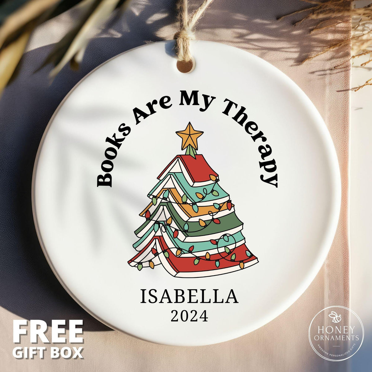 Book Lover Ornament, Book Lover Gift, Book Ornament, Librarian Ornament, Bookish Ornament, Book Club Gift, Custom Reader Gift, Bookworm Gift