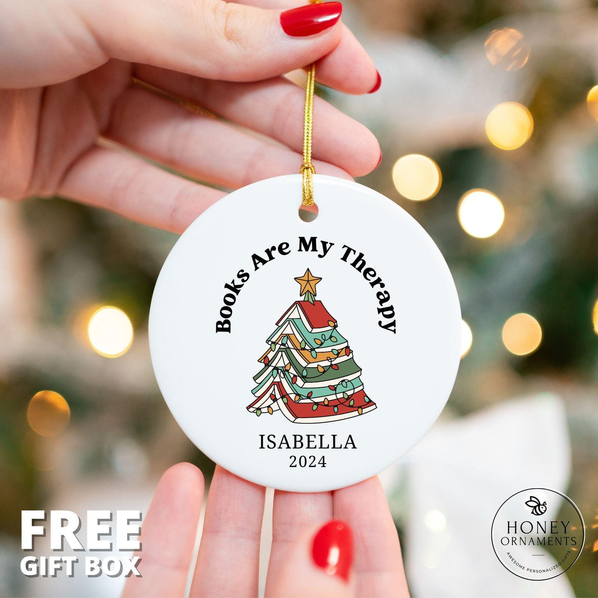 Book Lover Ornament, Book Lover Gift, Book Ornament, Librarian Ornament, Bookish Ornament, Book Club Gift, Custom Reader Gift, Bookworm Gift
