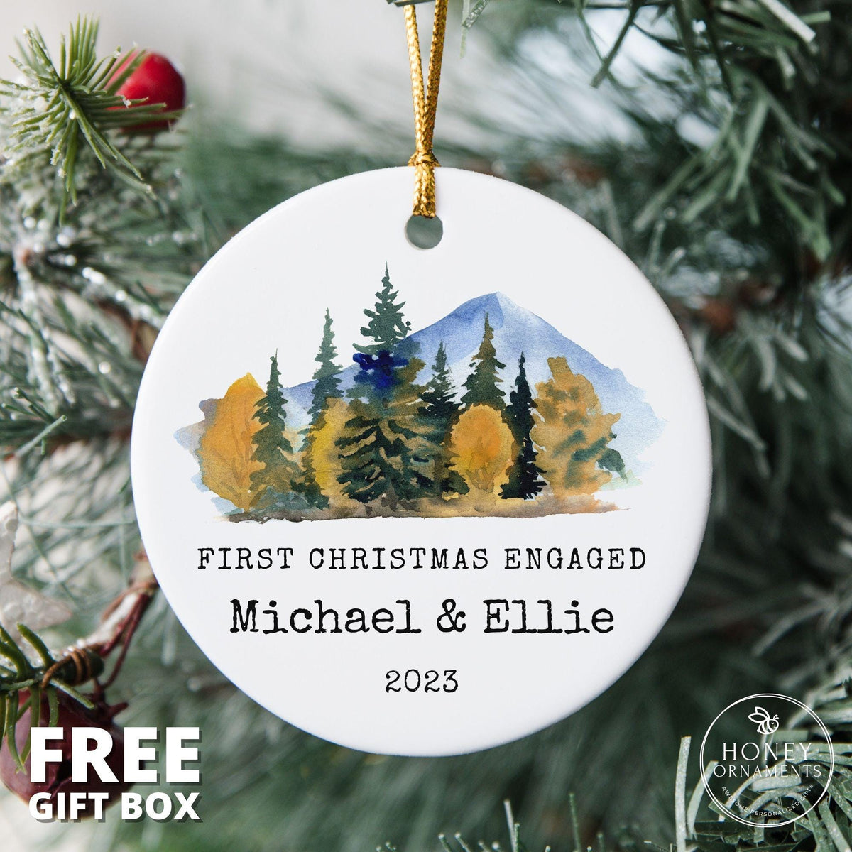Our First Christmas Engaged Ornament - Personalized Engagement Gift 2026, Custom Engagement Keepsake, Newly Engaged Couple Gift