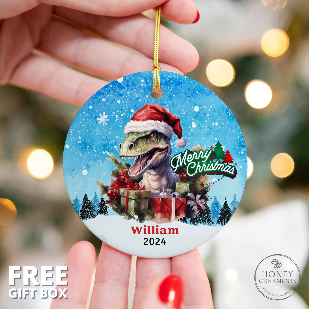 Baby's First Christmas Decor  | Squirrel with Santa Hat Custom Ornament for Kids & Baby | Personalized Christmas Ornament | Holiday Keepsake