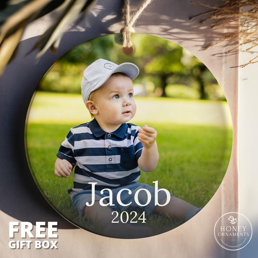Personalized Baby's First Christmas Ornament, Custom Ceramic Ornament