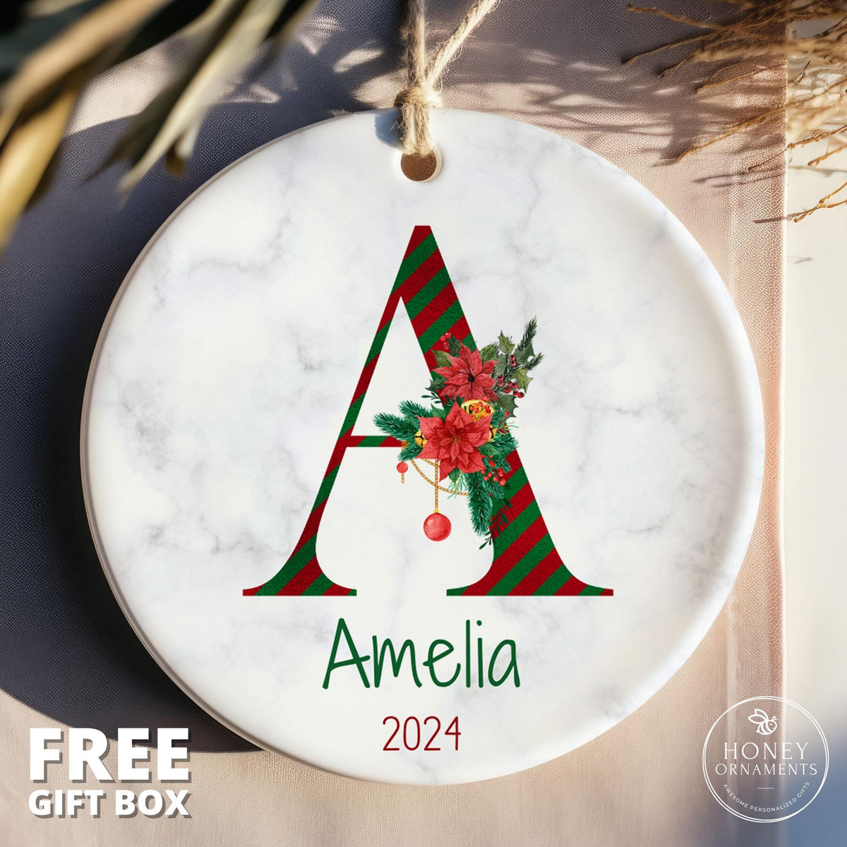 Family Christmas Ornament, Personalized Name Ornaments, 2026 Custom Initial Ornament, Christmas Decoration Gift, Monogram Alphabet Ornament
