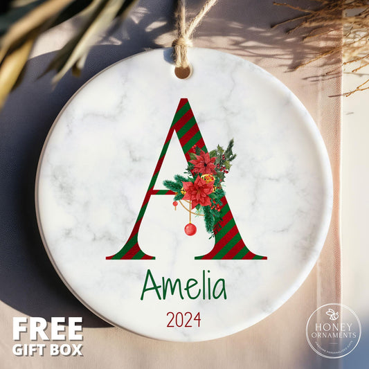Family Christmas Ornament, Personalized Name Ornaments, 2026 Custom Initial Ornament, Christmas Decoration Gift, Monogram Alphabet Ornament