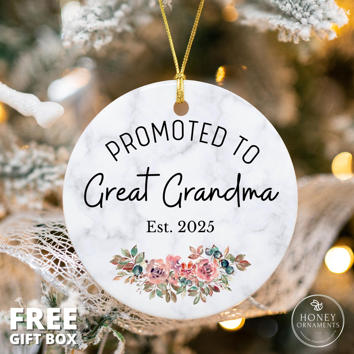 Promoted to Great Grandma Ornament - EST 2026 - photo 3