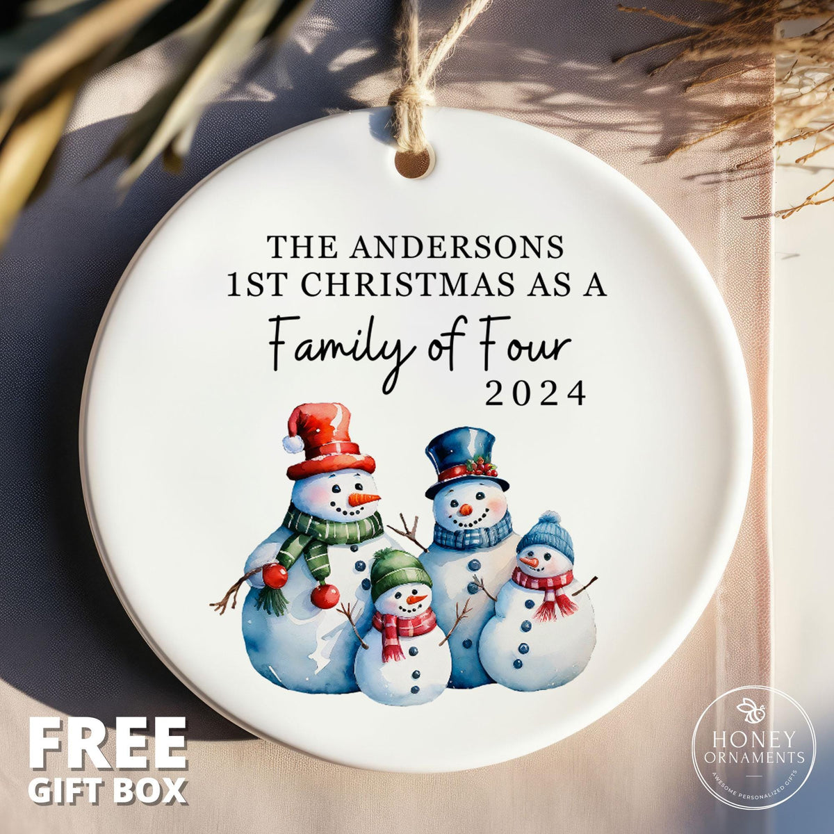 Personalized Family of Three Ornament - Family of 3 - Family Christmas Ornament - Baby's First Christmas Ornament, First Christmas Ornament