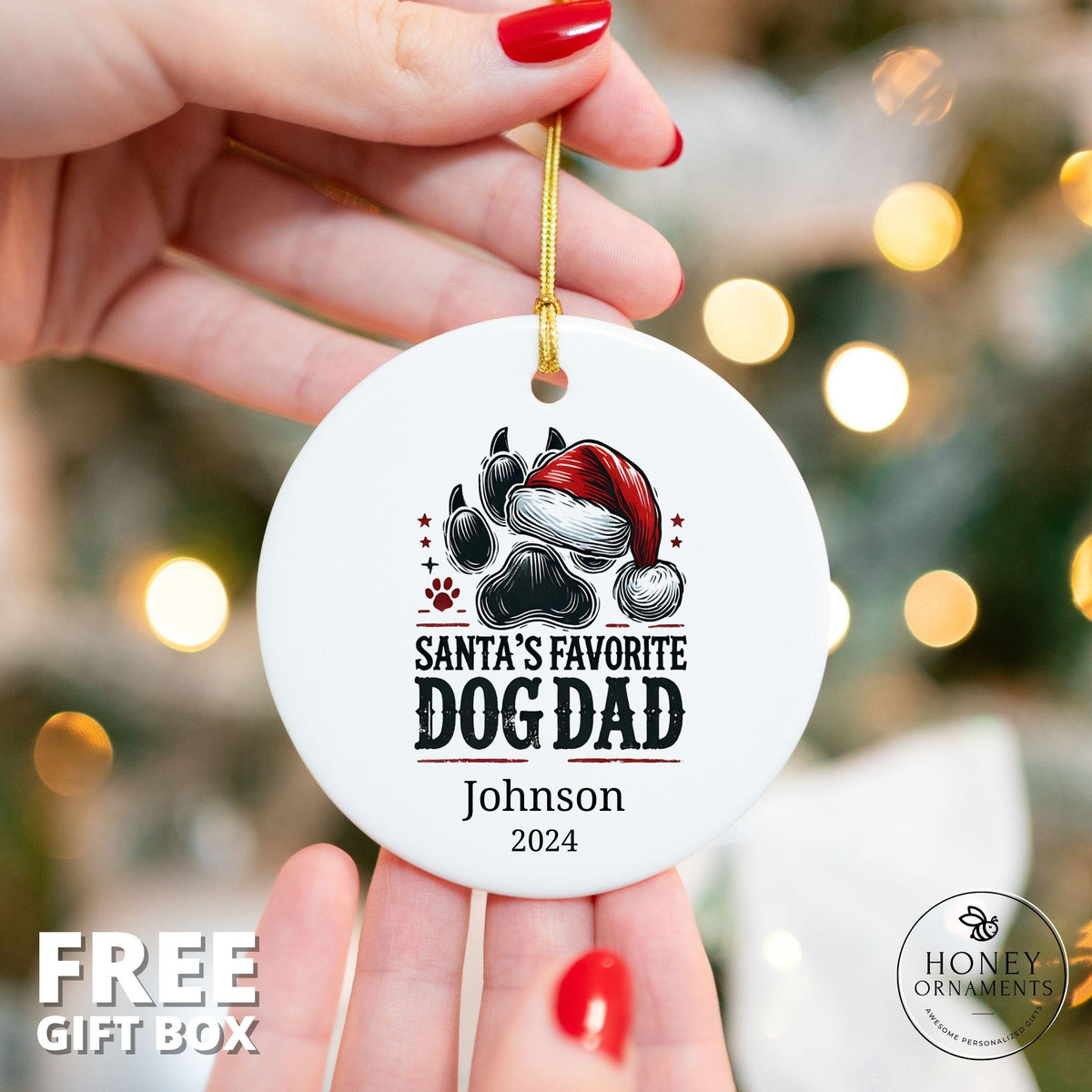 Dog Dad Gift Ideas, Santa's Favorite Dog Dad, Birthday Gift for Dog Dad, Dog Owner Gift, Custom Dog Dad Gift, Personalized Dog Dad Ornament