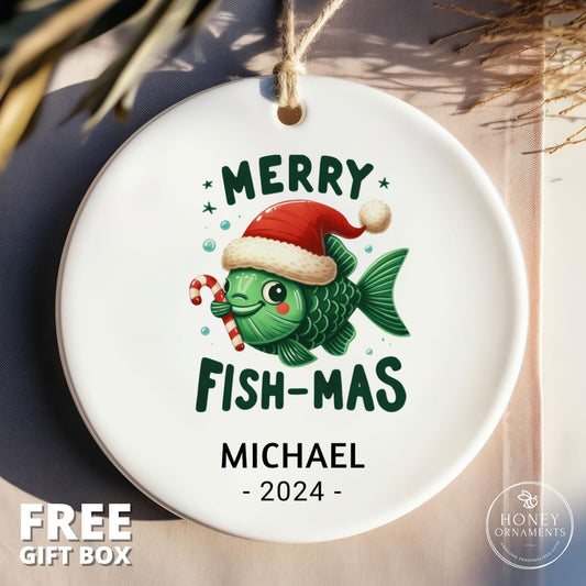 Fishing Gifts for Men, Fishing Dad Gift for Him, Fishing Lover Gift for Dad, Fisherman Gift, Father's Day Gift, Merry Fishmas Ornament