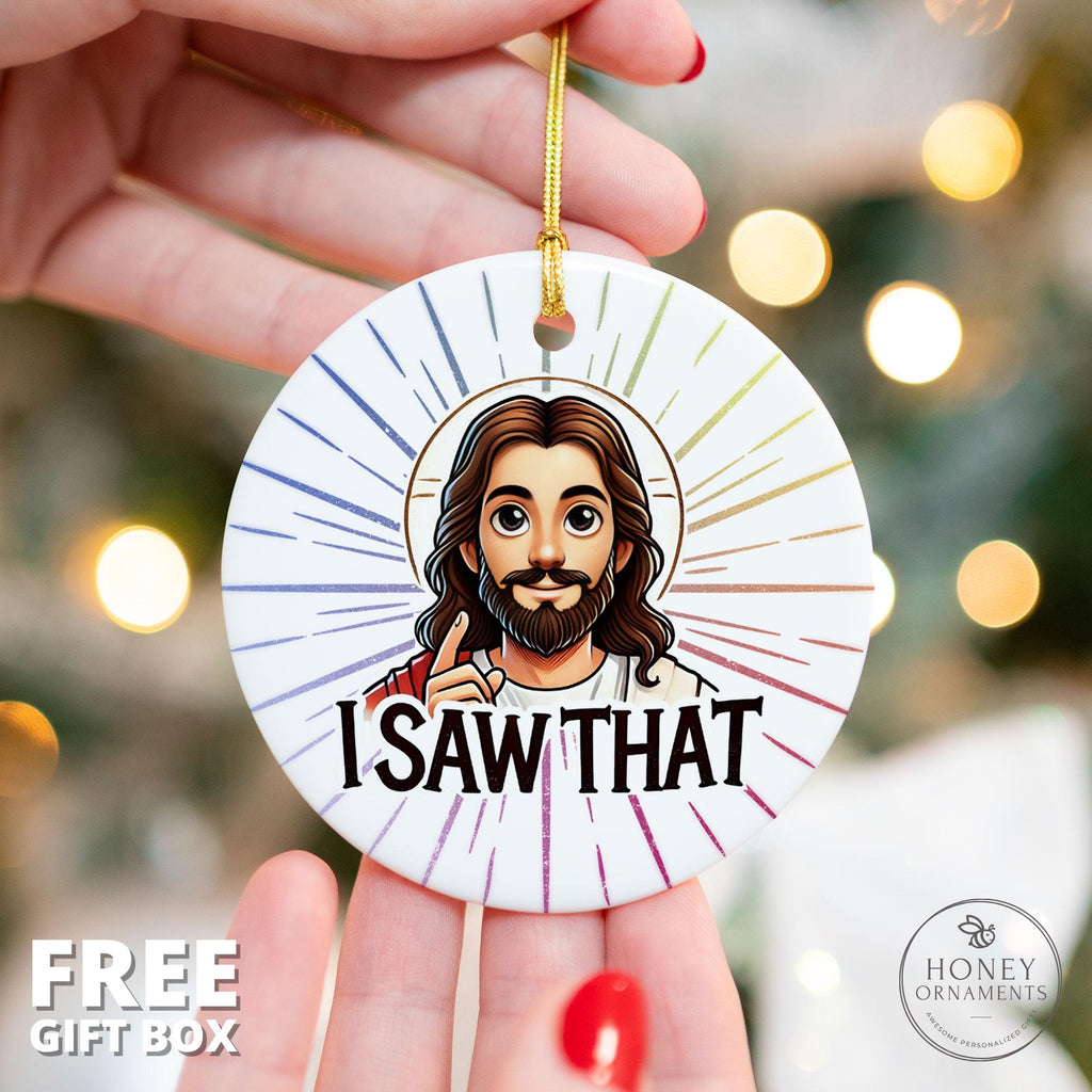 Funny Jesus Ornament: I Saw That Ceramic Christmas Tree - photo 2