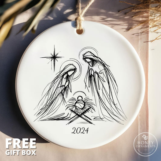 Christmas Nativity Scene Ornament, Baby Jesus Ornament - Nativity Christmas Ornament - Christian Ornament Christmas Gift - Nativity Ornament