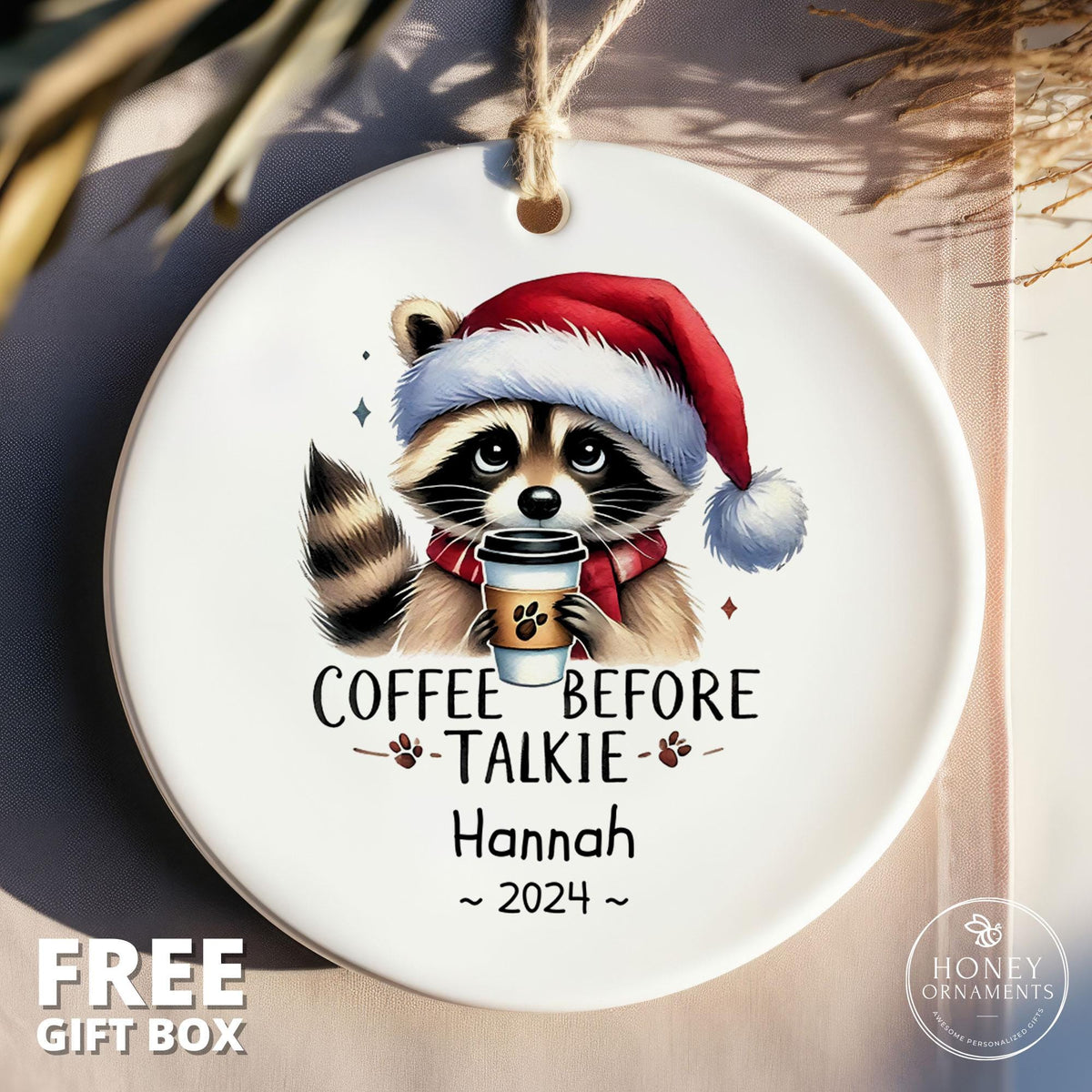 Coffee Before Talkie Ornament, Coffee Lover Gift for Her, Coffee Addict Gift for Him, Gag Gift, Christmas Gift for Her, Espresso Lover Gift