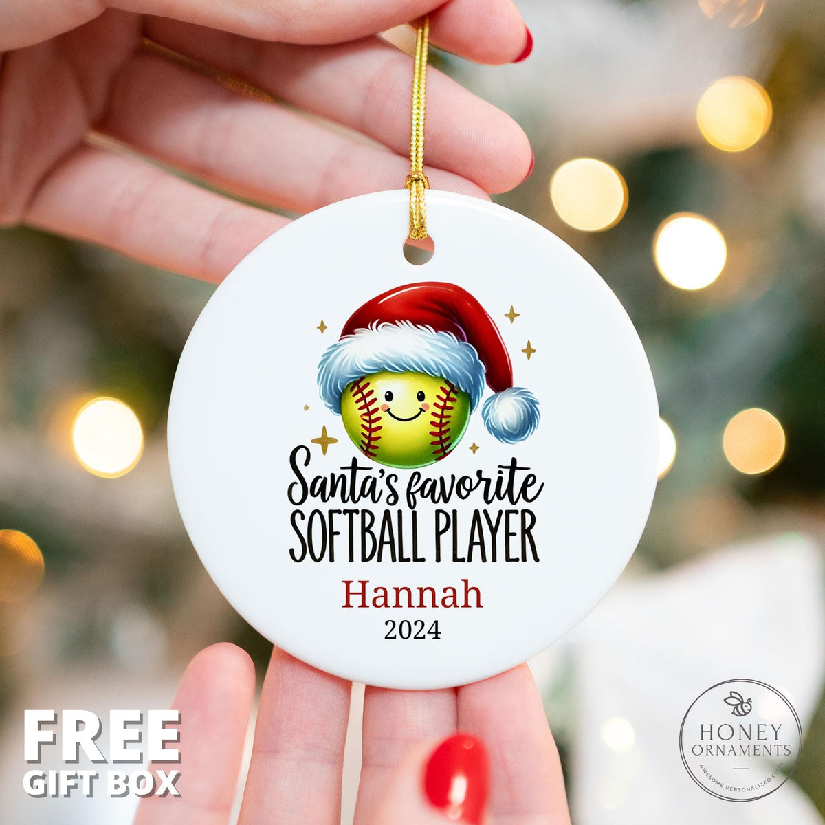 Softball Gifts for Girls Softball Team Gift Personalized Softball Christmas Ornament, Girls Softball Gifts for Softball Player Gift Custom