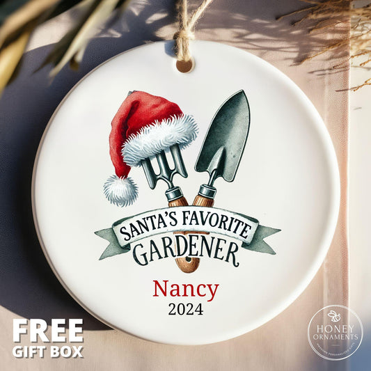 Santa's Favorite Gardener Ornament, Plant Mom Gift for Gardeners, Gardener Gifts for Her, Gardener Gift Idea, Garden Lover, Plant Lover Gift