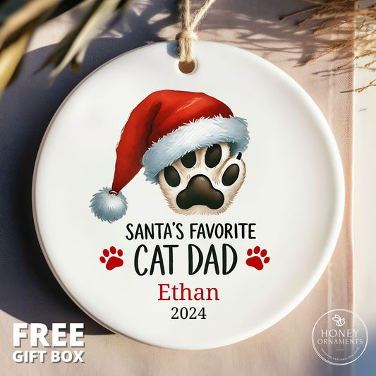 Cat Dad Gifts for Him, New Cat Dad Gift, Gifts for Cat Dad, Cat Dad Ornament, Cat Dad Gift, Cat Lover Gifts, Santa's Favorite Cat Dad Gift