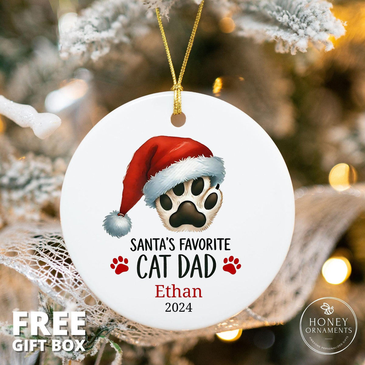 Cat Dad Gifts for Him, New Cat Dad Gift, Gifts for Cat Dad, Cat Dad Ornament, Cat Dad Gift, Cat Lover Gifts, Santa's Favorite Cat Dad Gift