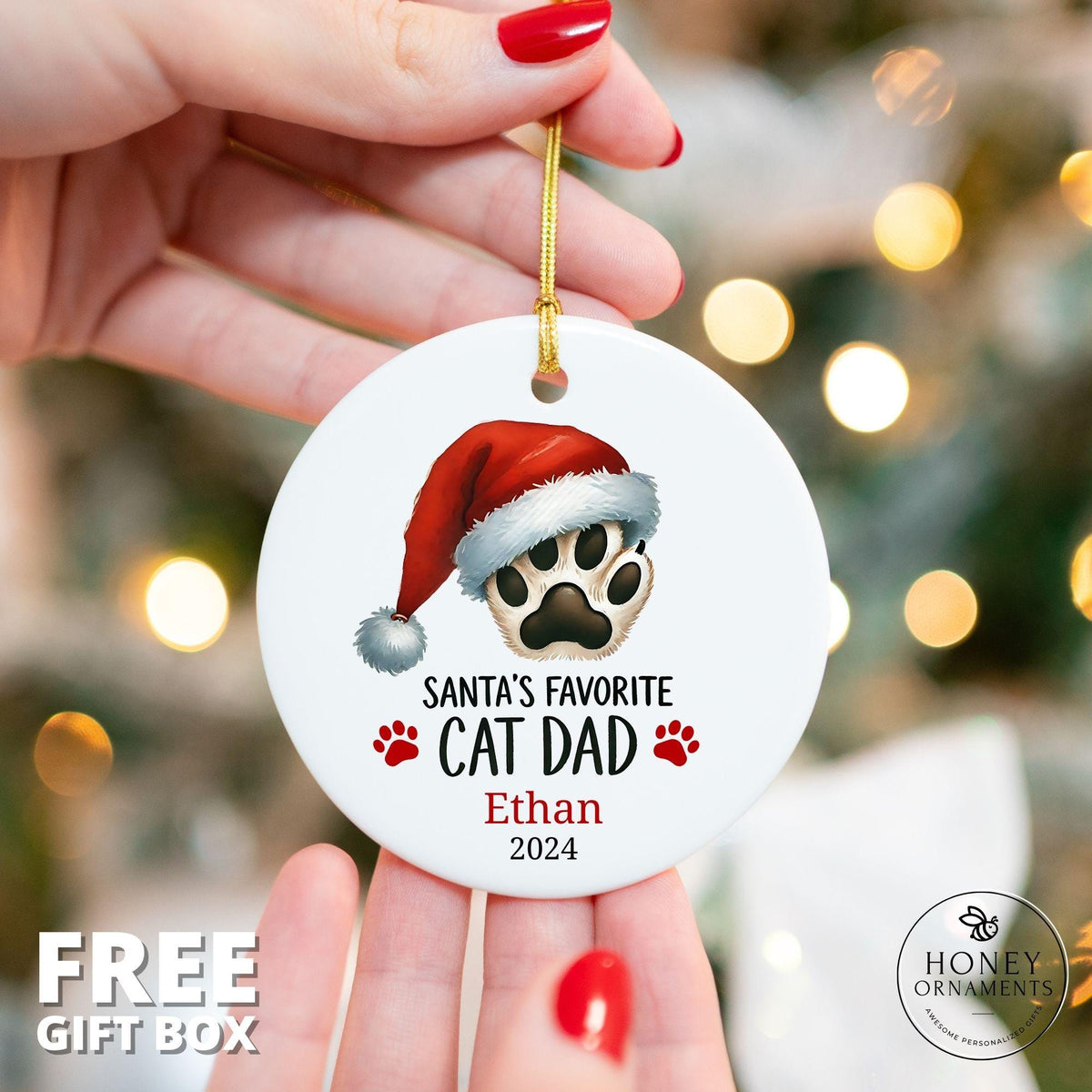 Cat Dad Gifts for Him, New Cat Dad Gift, Gifts for Cat Dad, Cat Dad Ornament, Cat Dad Gift, Cat Lover Gifts, Santa's Favorite Cat Dad Gift