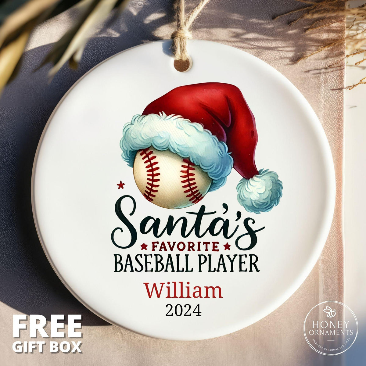 Baseball Team Gifts, Santa's Favorite Baseball Baseball Player Gift, Custom Baseball Gifts from Baseball Mom, Baseball Christmas Ornament