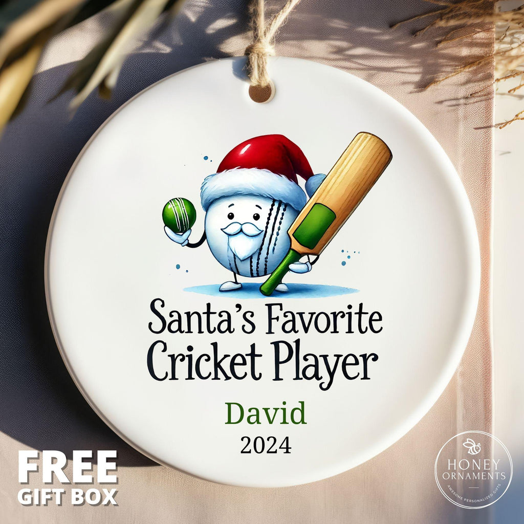 Personalized Cricket Ornament - Santa's Favorite Player