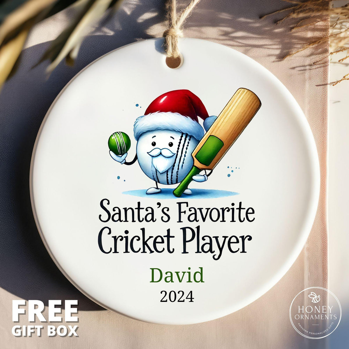 Personalized Cricket Ornament, Santa's Favorite Player, Team Gift