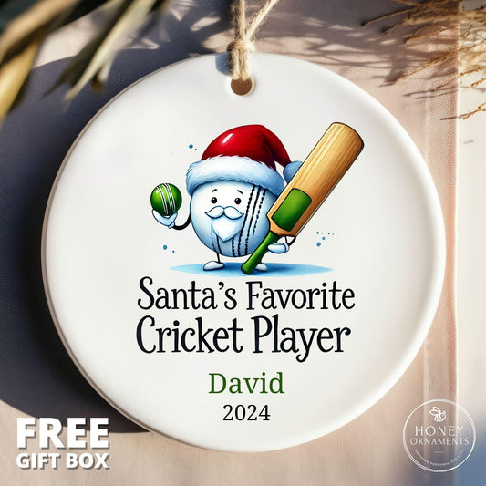 Personalized Cricket Ornament, Santa's Favorite Player, Team Gift