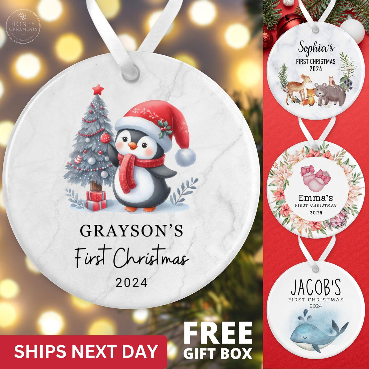 Baby First Christmas Ornaments Personalized Baby Gift Boy