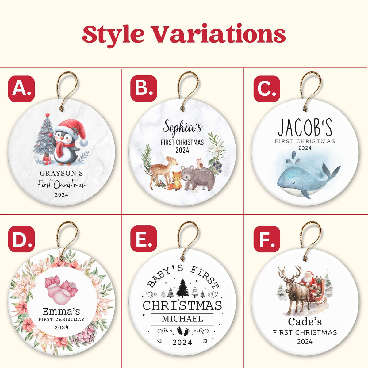 Baby First Christmas Ornaments Personalized Baby Gift Boy - photo 2