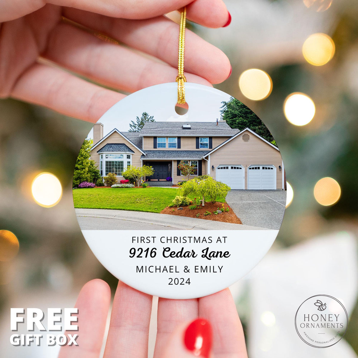 New Home Christmas Ornament – Custom Photo Ornament – Personalized First House Ornament – Realtor Closing Gift – New Home Address Keepsake