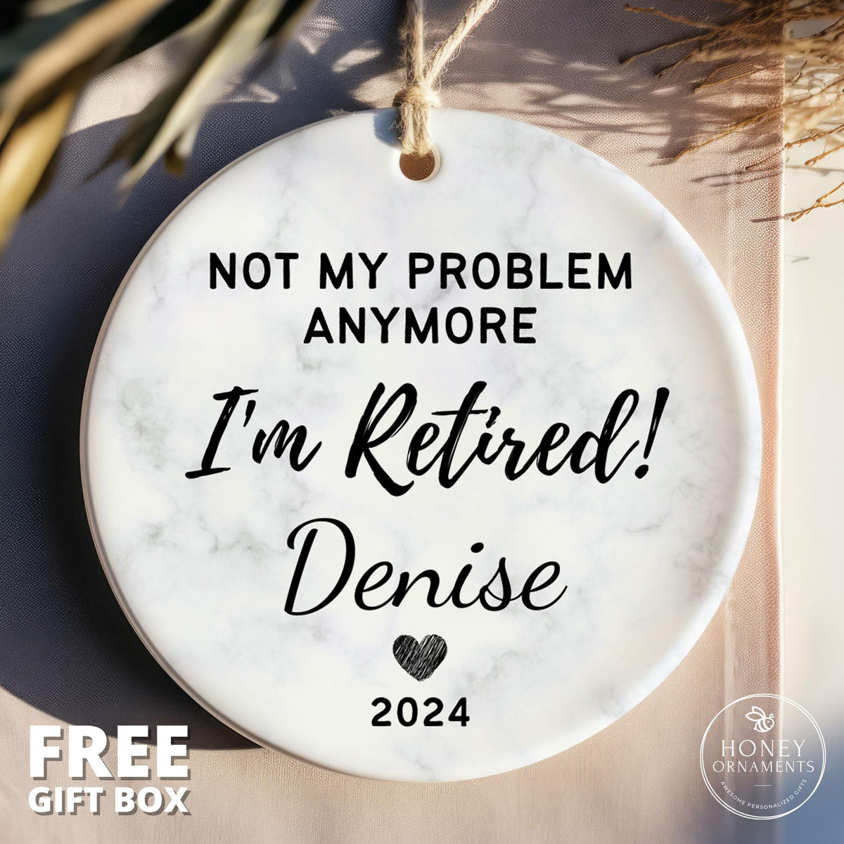 Personalized Retirement Ornament, Funny Retirement Gift for Women, Retired Keepsake, Custom Coworker Retirement Gift, Funny Retired Gift
