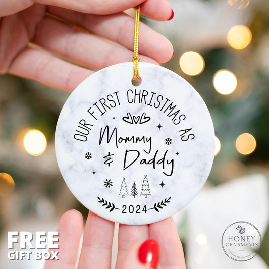 New Parents Ornament, New Parents Expecting Parents Gift, Baby Announcement, Our First Christmas as Mommy and Daddy, New Parents Gift