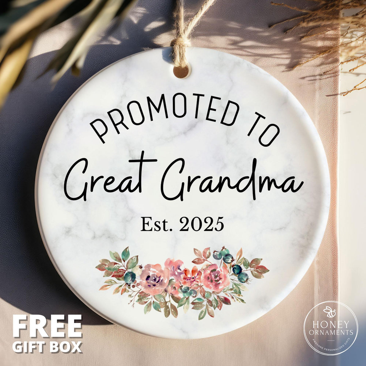 Promoted to Great Grandma Ornament - EST 2026