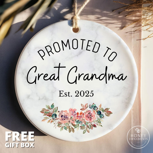 Promoted to Great Grandma Ornament - EST 2026 - New Grandma Gift - First Time Grandma Ornament - Future Grandma Gifts - Mothers Day Gift