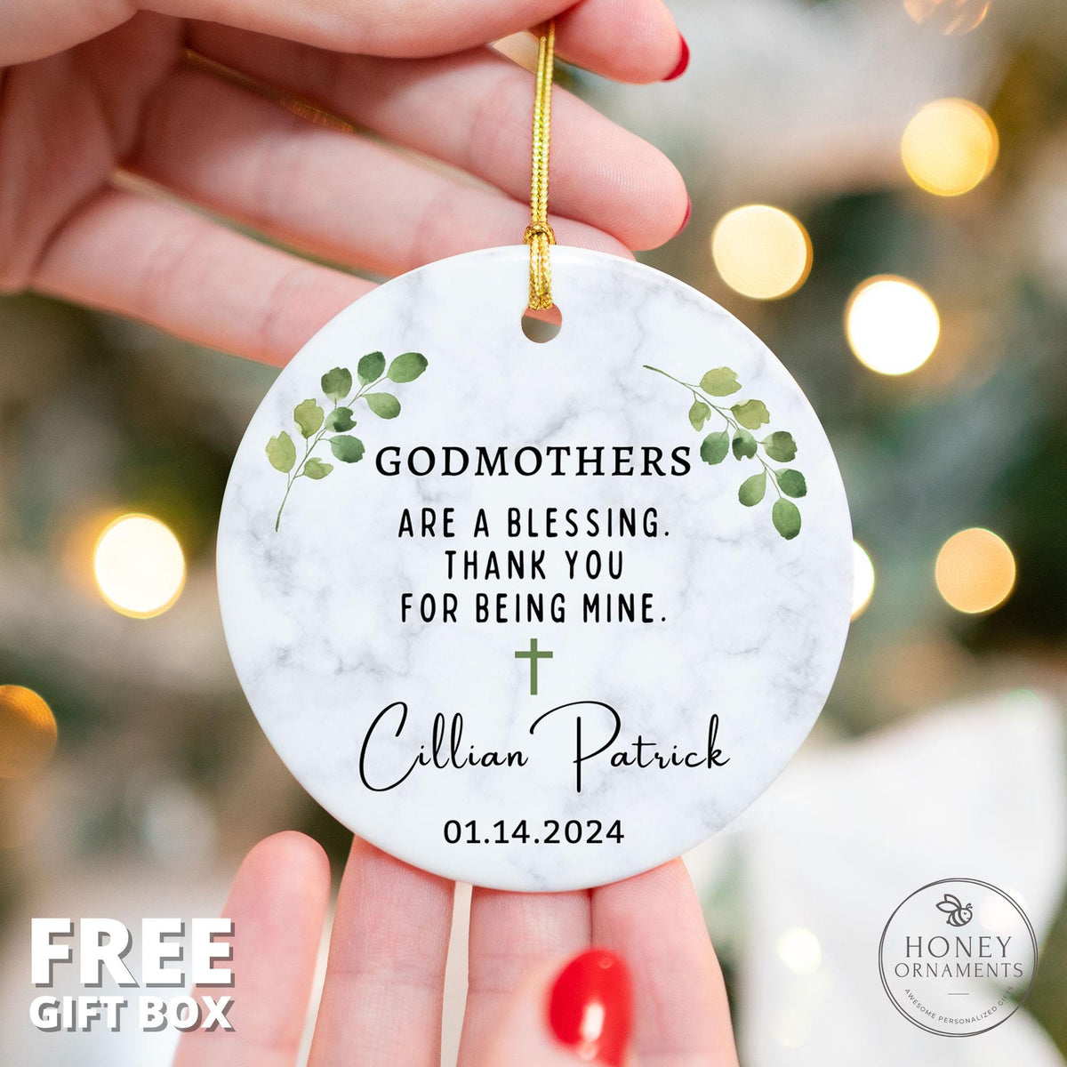 Godparents Ornament - Personalized Godmother Gift - photo 2