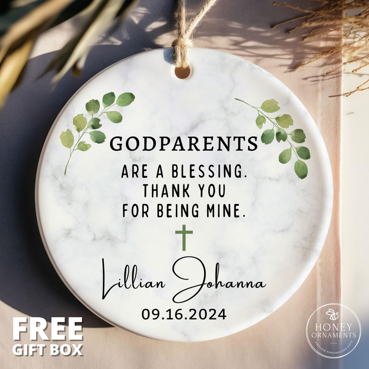 Godparents Ornament - Personalized Godmother Gift