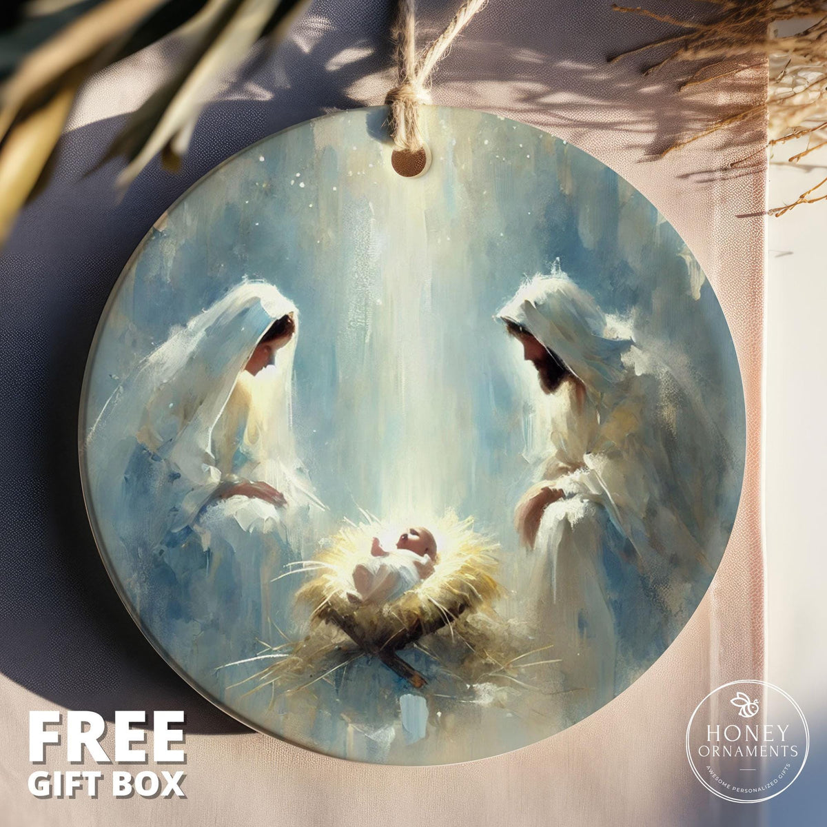 Nativity Ornament, Christmas Nativity Scene Decoration, Baby Jesus Ornament, Christian Christmas Decor, Religious Ornament, Holiday Gift