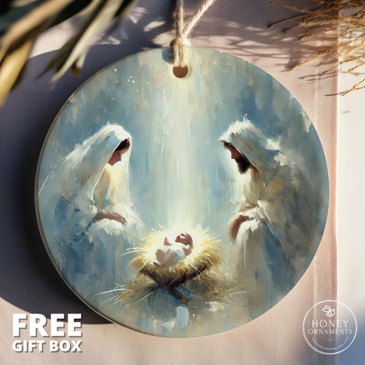 Nativity Ornament, Christmas Nativity Scene Decoration, Baby Jesus Ornament, Christian Christmas Decor, Religious Ornament, Holiday Gift