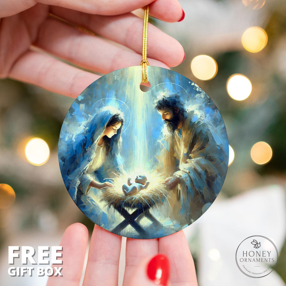 Nativity Ornament - Christian Christmas Decoration, Holy Family Scene, Baby Jesus Ornament, Religious Gift, Christmas Nativity Scene Decor