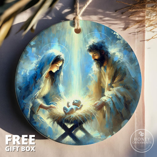 Nativity Ornament - Christian Christmas Decoration, Holy Family Scene, Baby Jesus Ornament, Religious Gift, Christmas Nativity Scene Decor