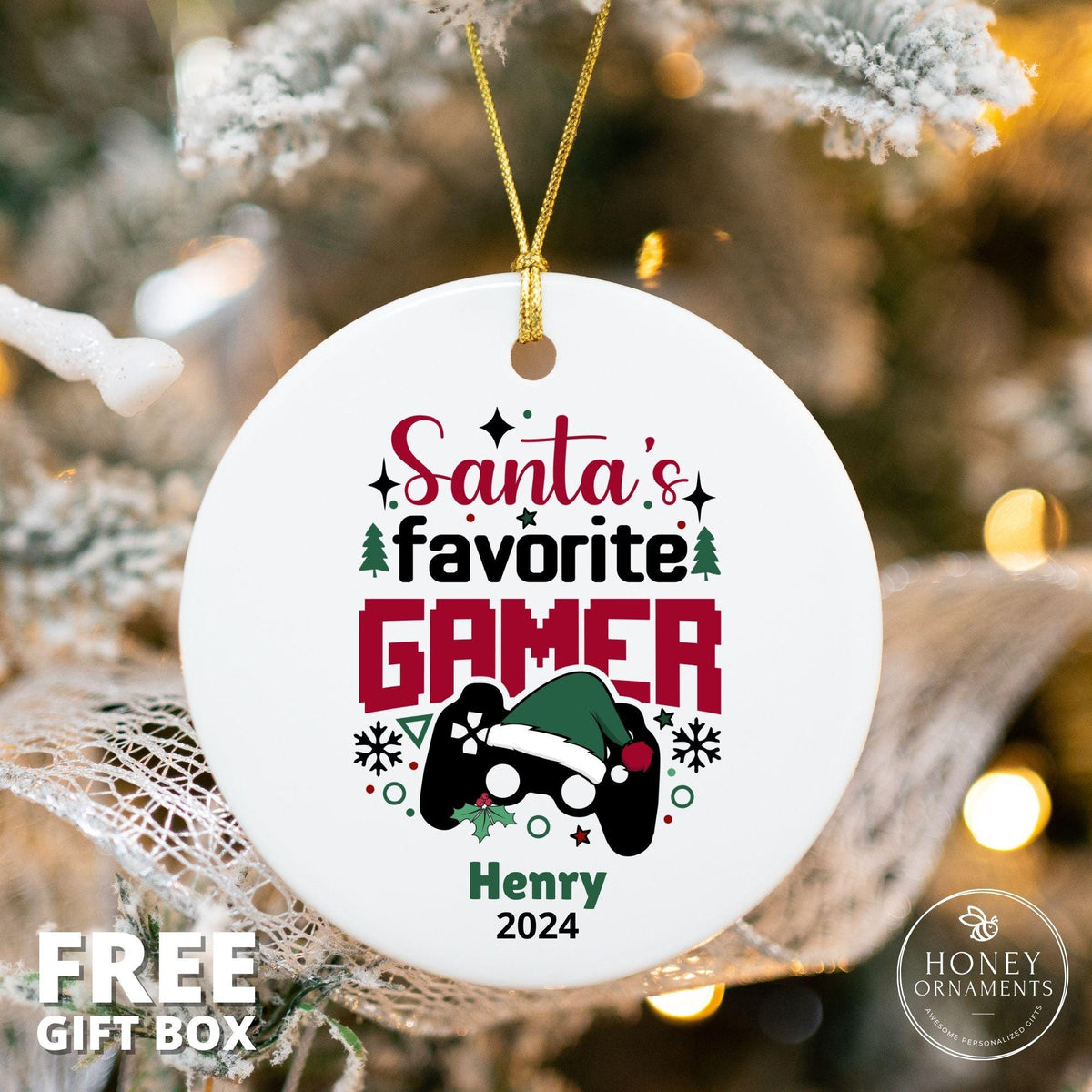 Gamer Gifts for Boyfriend Gift for Gamer, Gaming Gifts for Him, Game Lover Gift for Kids Video Gamer Gifts for Teen - Santa's Favorite Gamer