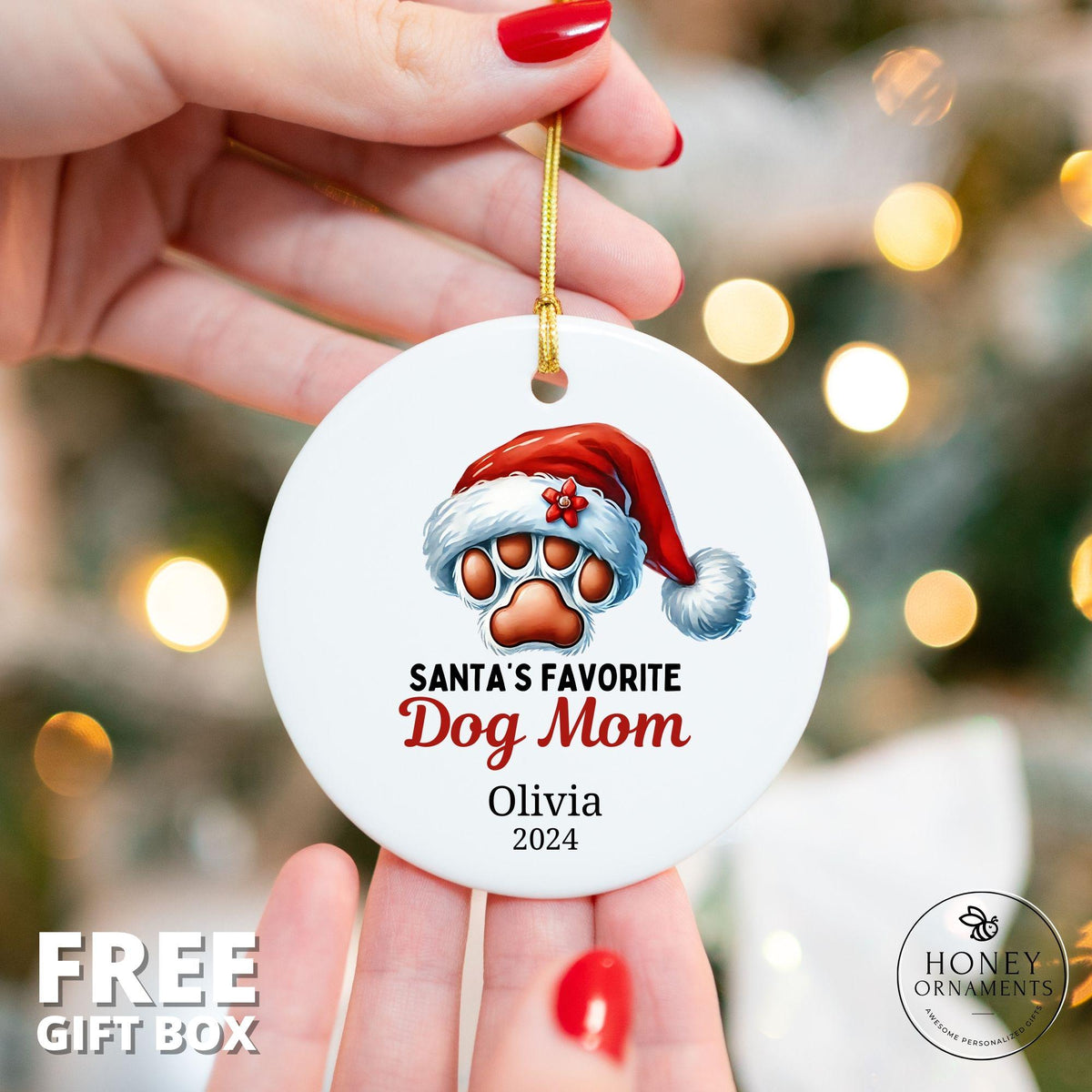 Dog Mom Gift, Santa's Favorite Dog Mom, Birthday Gift for Dog Mom, Dog Owner Gift, Custom Dog Mama Gift, Personalized Dog Mom Ornament
