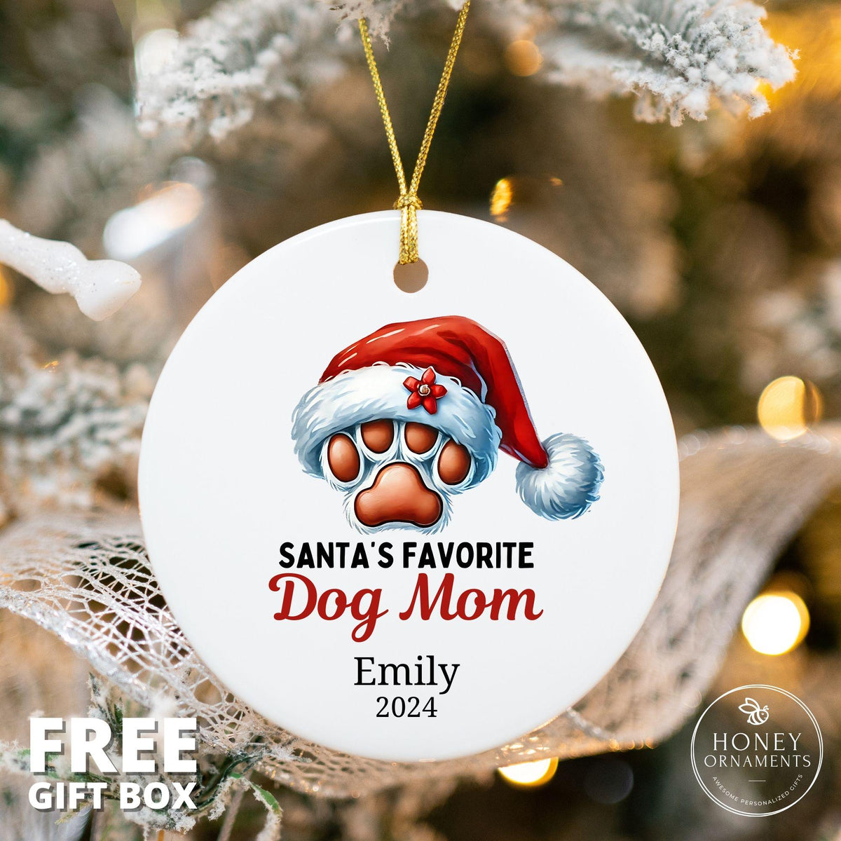 Dog Mom Gift, Santa's Favorite Dog Mom, Birthday Gift for Dog Mom, Dog Owner Gift, Custom Dog Mama Gift, Personalized Dog Mom Ornament